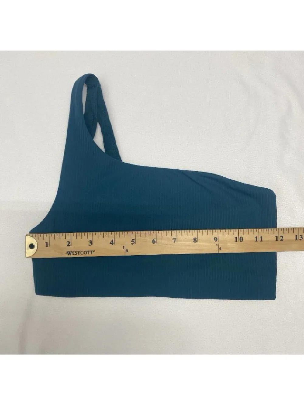 Lululemon Ribbed Nulu Asymmetrical Yogo Bra Light Support Women Size 4 Teal